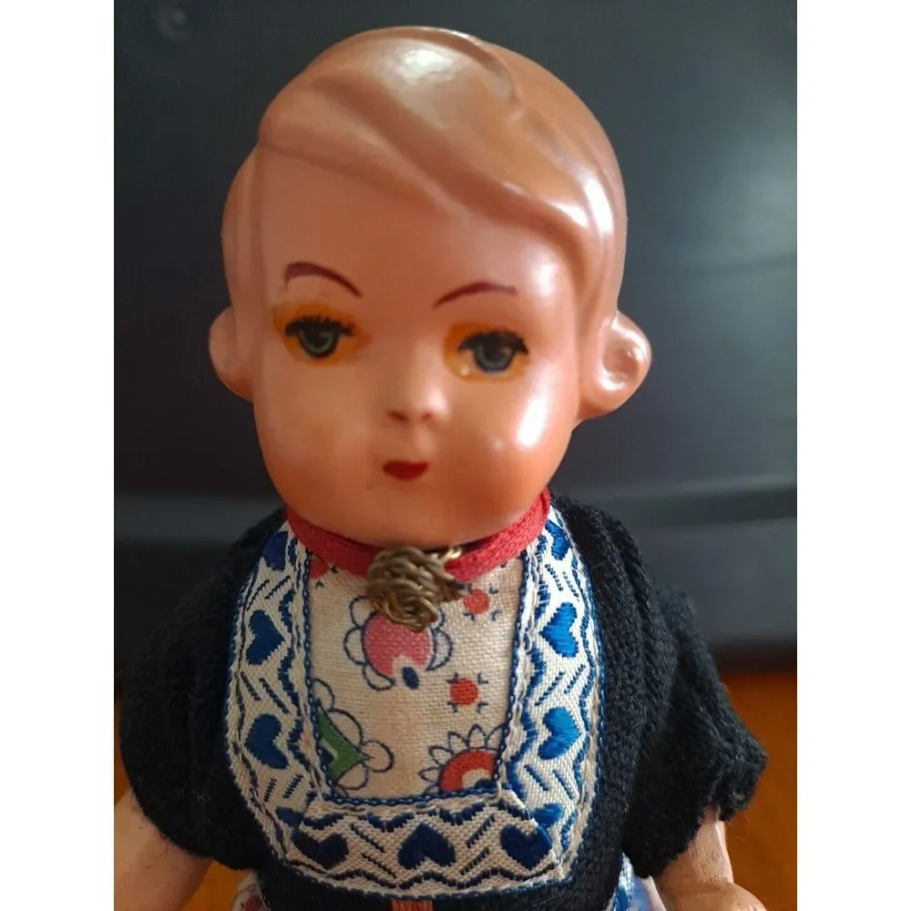 Antique Bisque Head Dutch Lassie Costumed Doll 1900s Dress‎